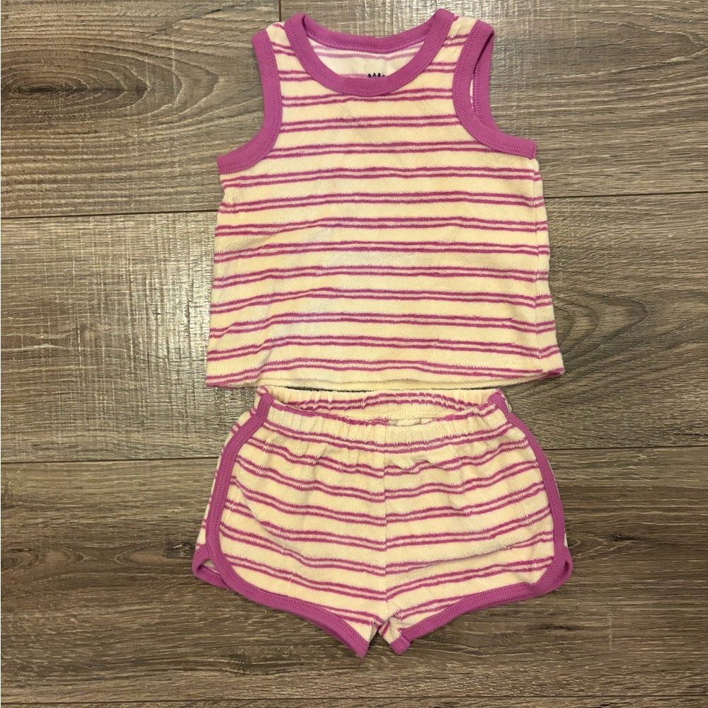Cat & Jack cream and purple striped set